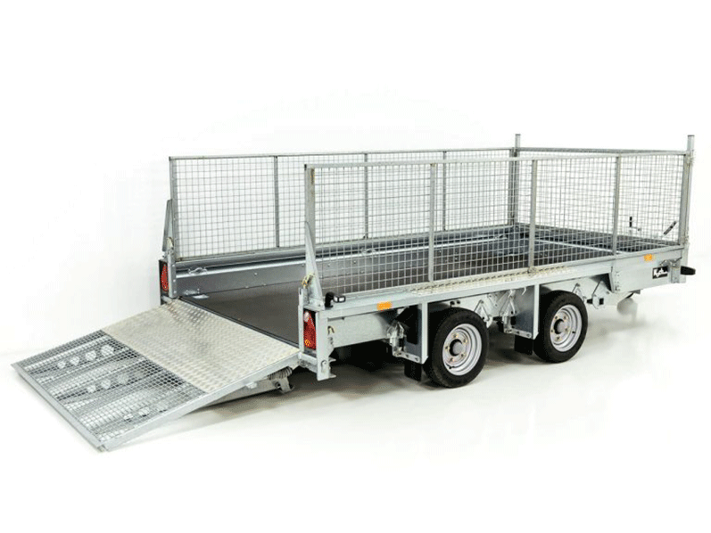 Ifor Williams Baumaschinenanhänger GX126, 184 x 366 cm 3,5t, Rampe, Gitteraufsatz